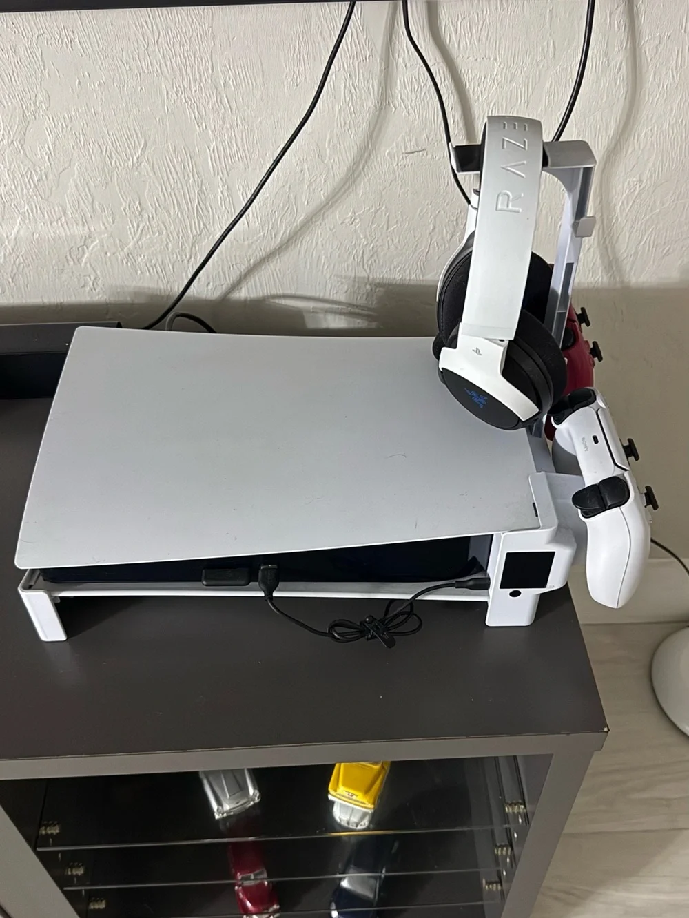 Sony White PS5 Slim with White Headset and White & Red Controllers
